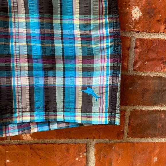 Tommy Bahama Relax Mens XL Blue Plaid Swim Trunks Board Shorts Net - Picture 3 of 9